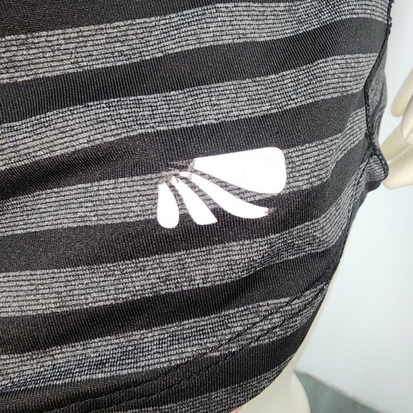 Women's Marika Dry-Wik Performance Wear Striped Racerback Tank Top Gray Black La - Picture 2 of 8